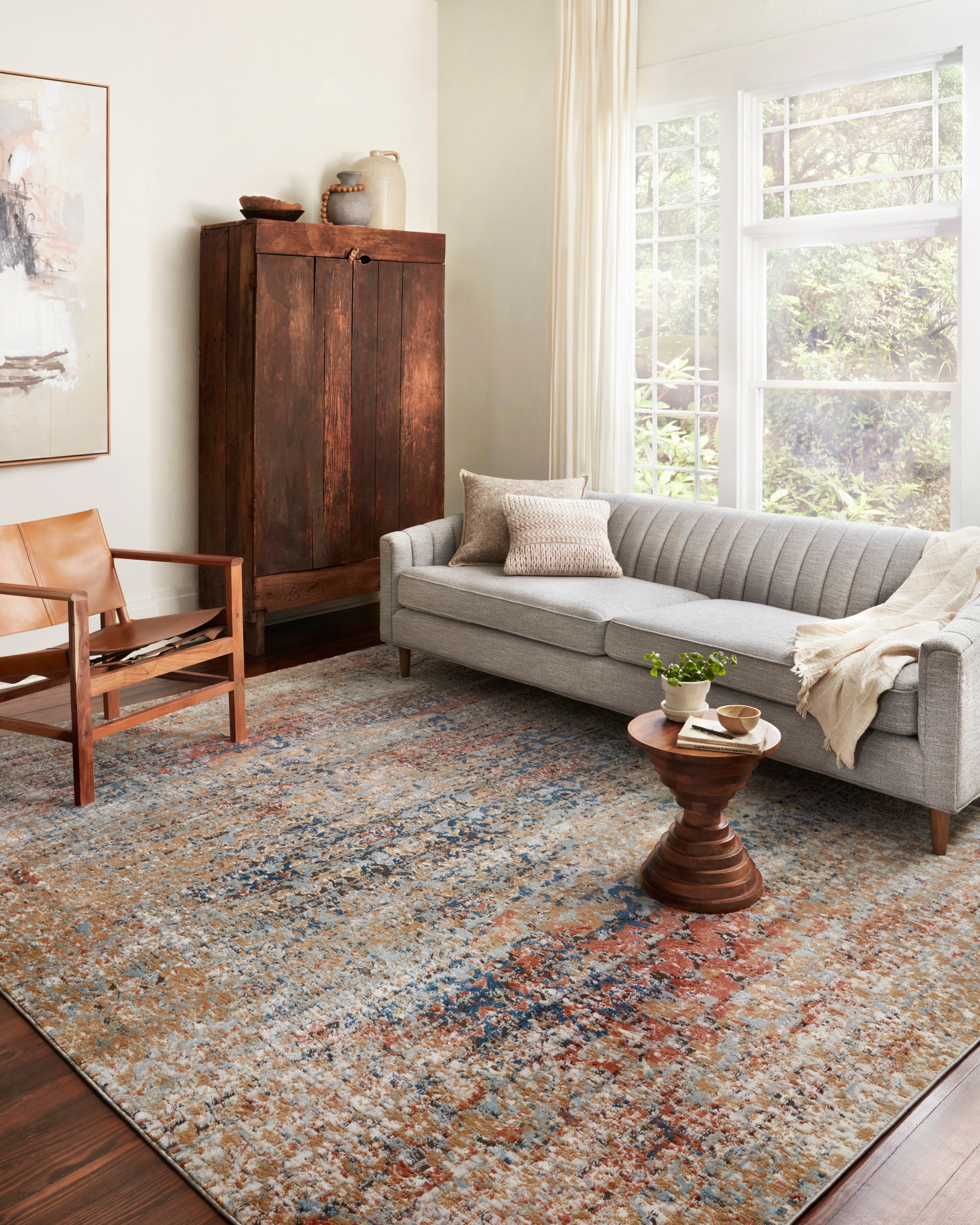 Loloi II Bianca Collection BIA-09 Ocean / Spice, Abstract Area Rug 5'-3" x 7'-6"