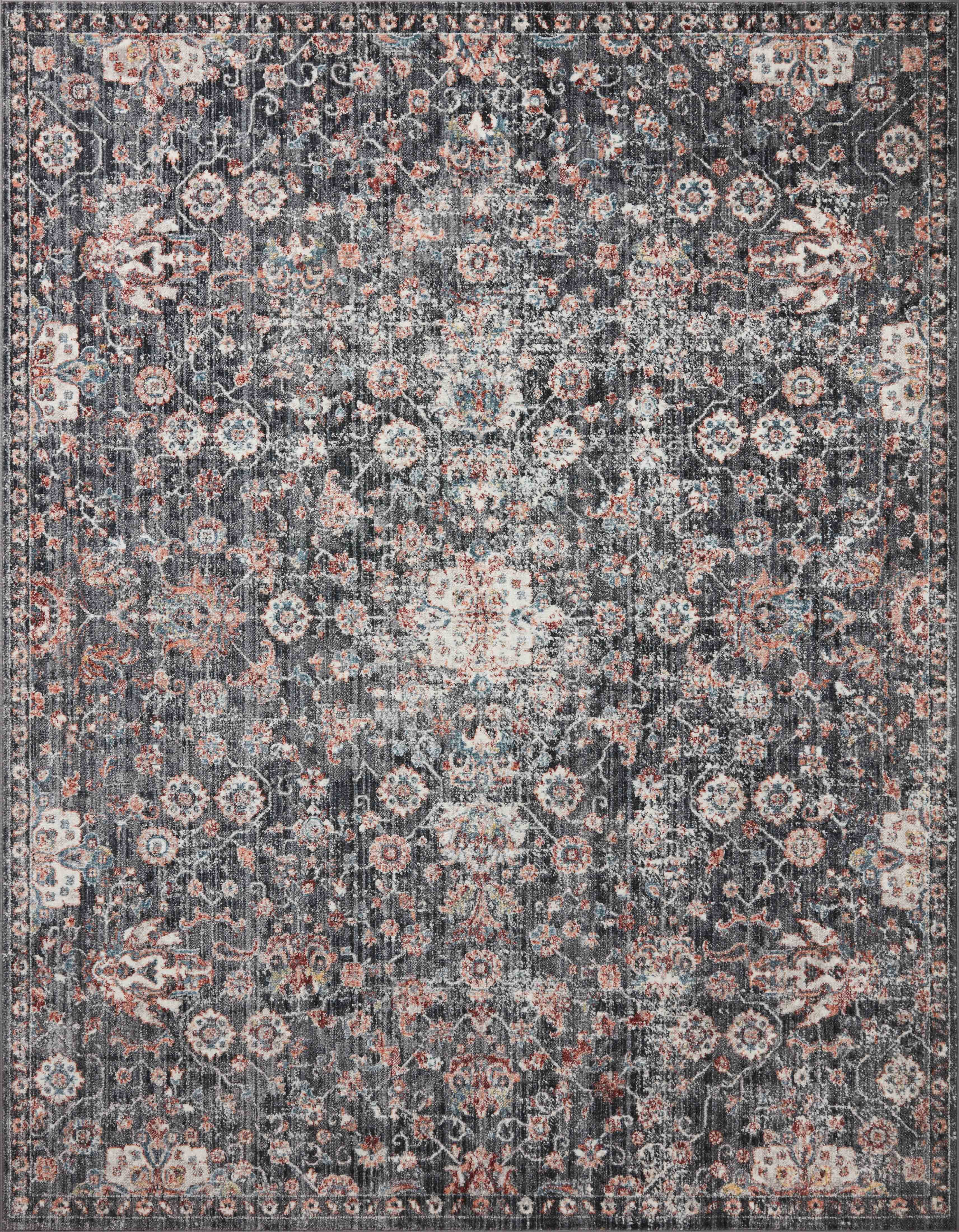Loloi II Cassandra Collection CSN-03 Charcoal / Rust Oriental Area Rug 5'-3" x 7'-9"