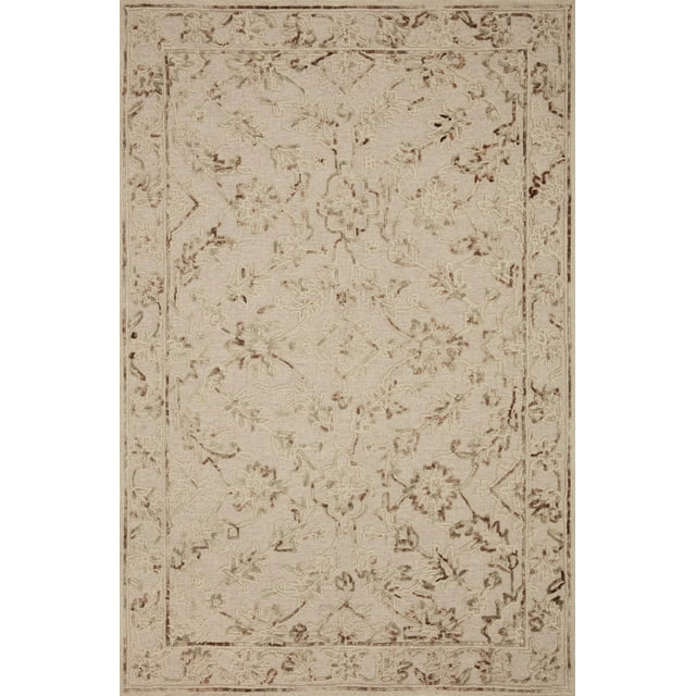 Loloi II Halle Floral Traditional Area Rug, Off-White, 7'.9" x 9'.9"