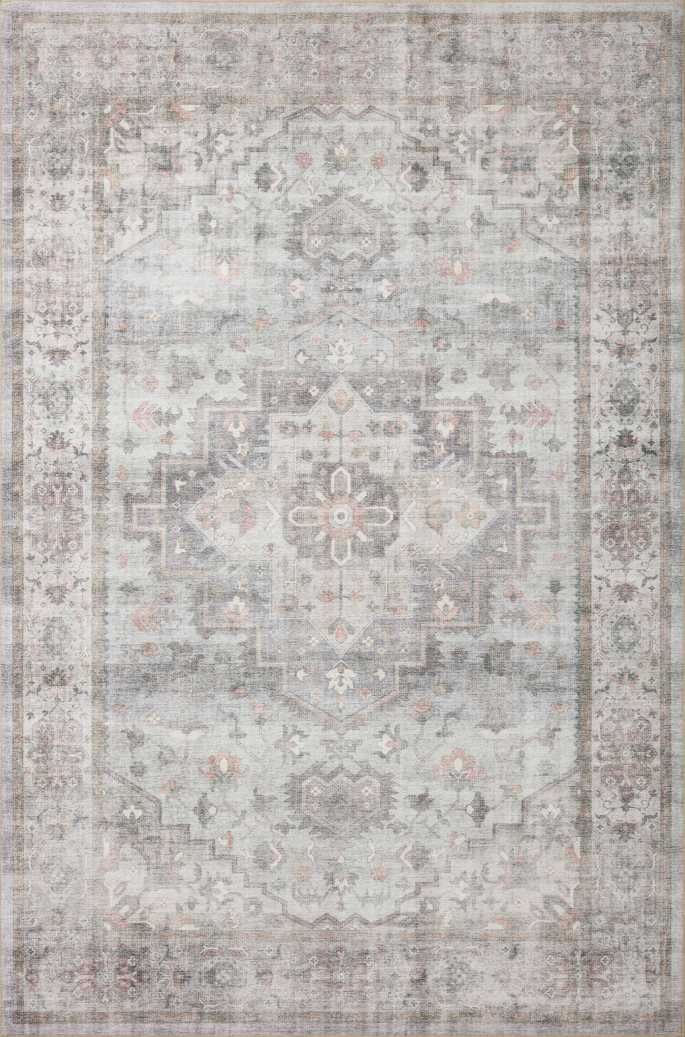 Loloi II Heidi Collection HEI-02 Dove / Blush, Oriental Area Rug 5'-0" x 7'-6"