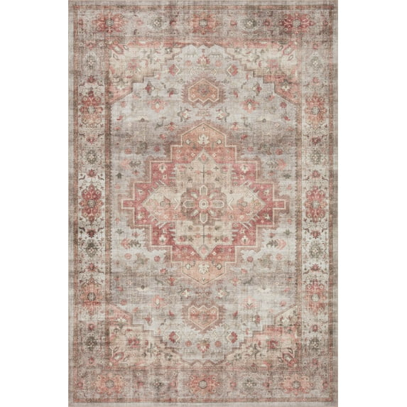 Loloi II Heidi Collection HEI-02 Dove / Spice, Oriental Area Rug 18" x 18" Sample Swatch