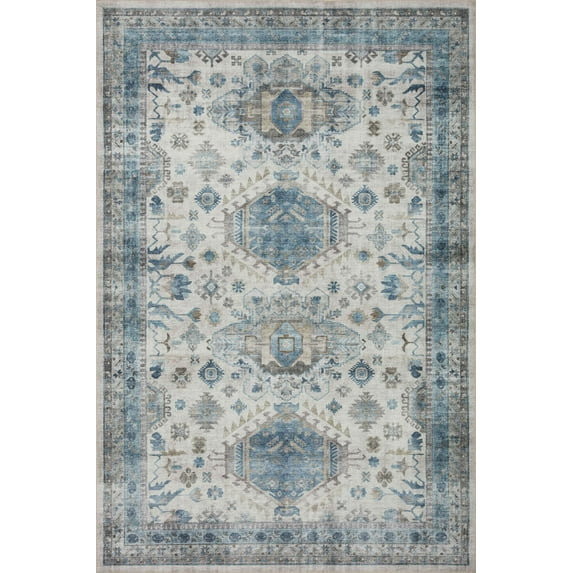 Loloi II Heidi Collection HEI-04 Ivory / Ocean, Southwestern Area Rug 2'-6" x 9'-6"