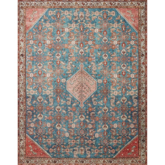Loloi II Layla LAY-10 Printed Marine / Clay Oriental Area Rug 2'-6" x 7'-6"