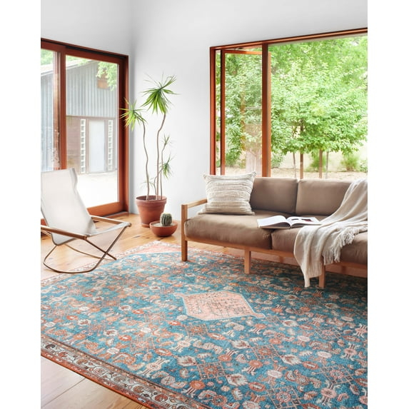 Loloi II Layla LAY-10 Printed Marine / Clay Oriental Area Rug 5'-0" x 7'-6"