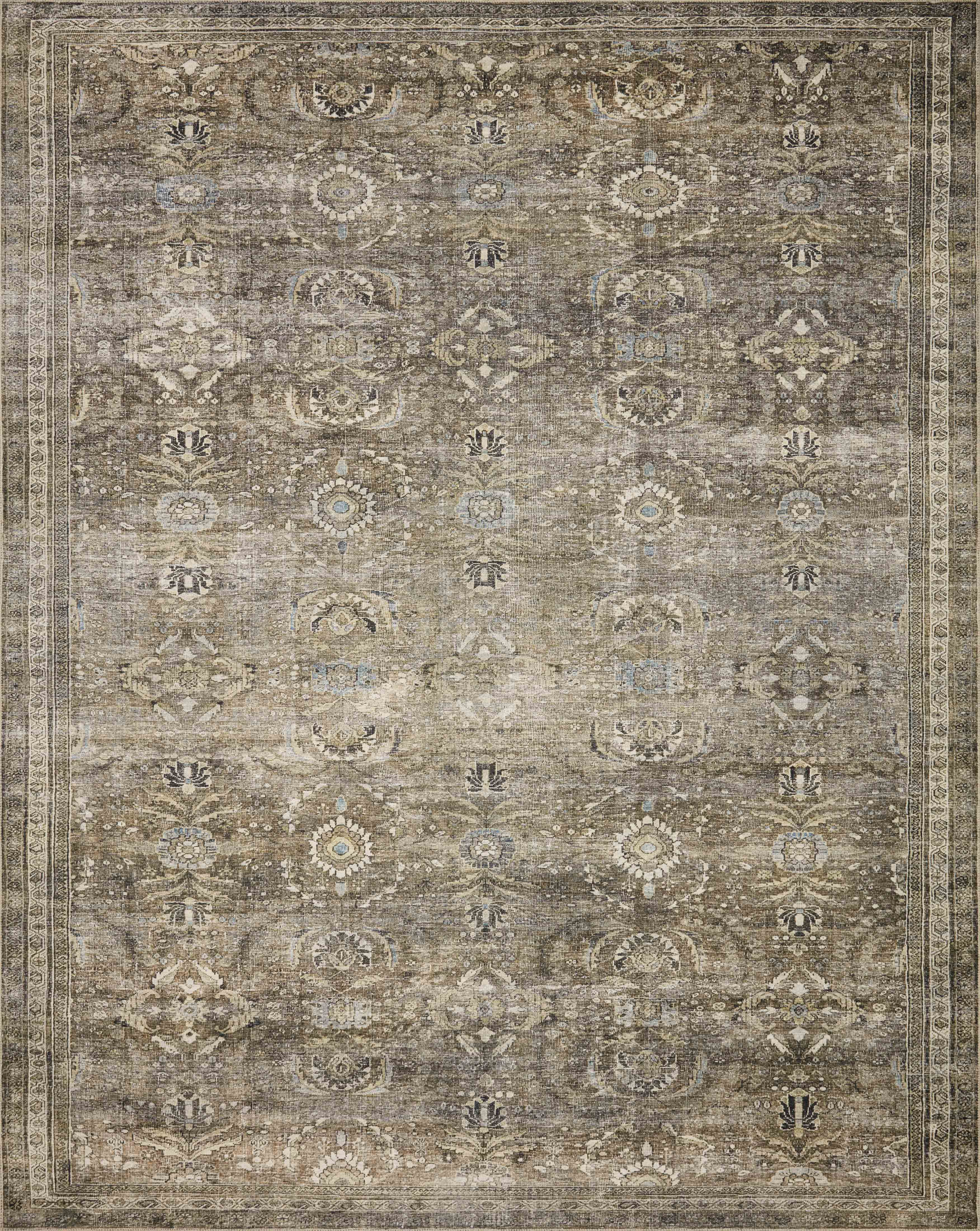 Loloi II Layla LAY-13 Printed Antique / Moss Oriental Area Rug 2'-0" x 5'-0"