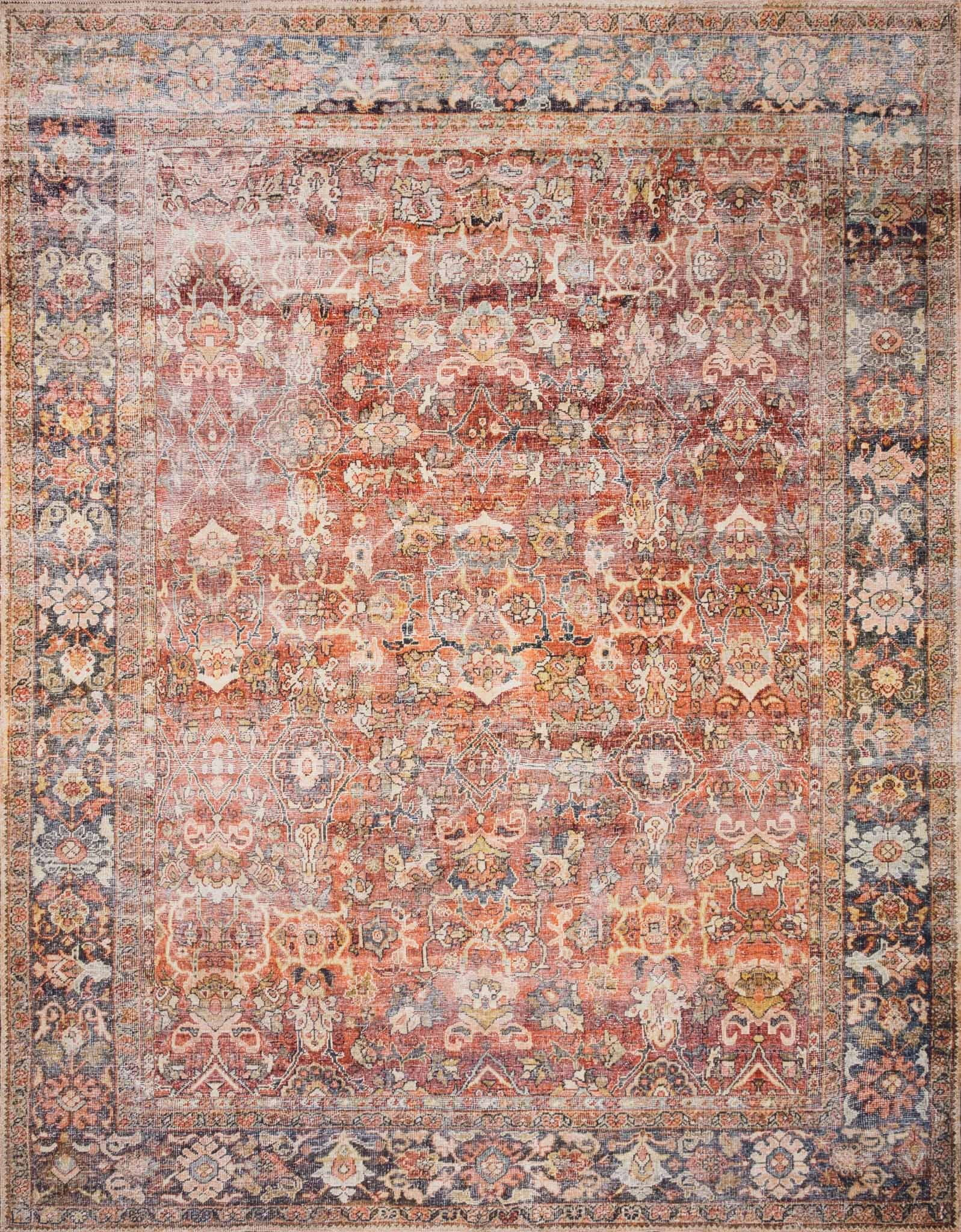 Loloi II Layla Printed Oriental Distressed Spice / Marine Area Rug