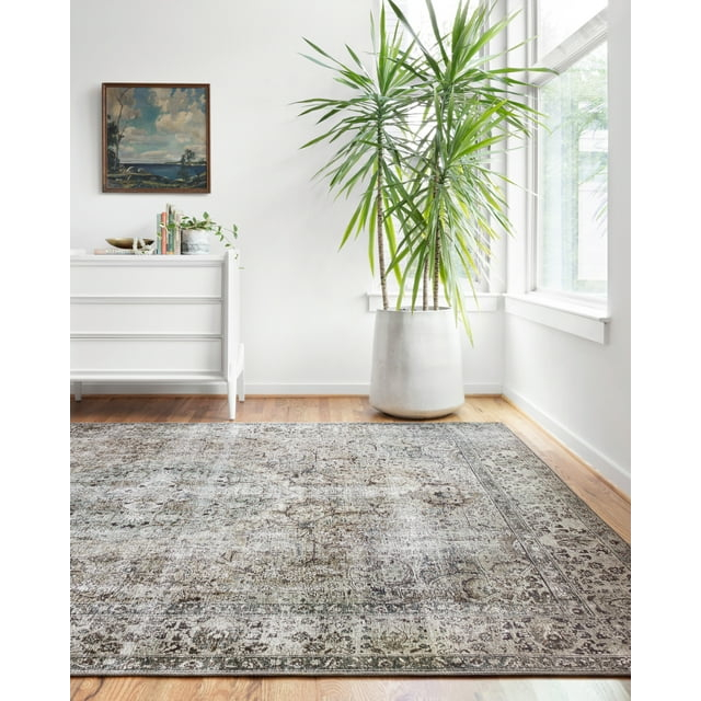Loloi II Layla Printed Oriental Distressed Taupe / Stone Area Rug