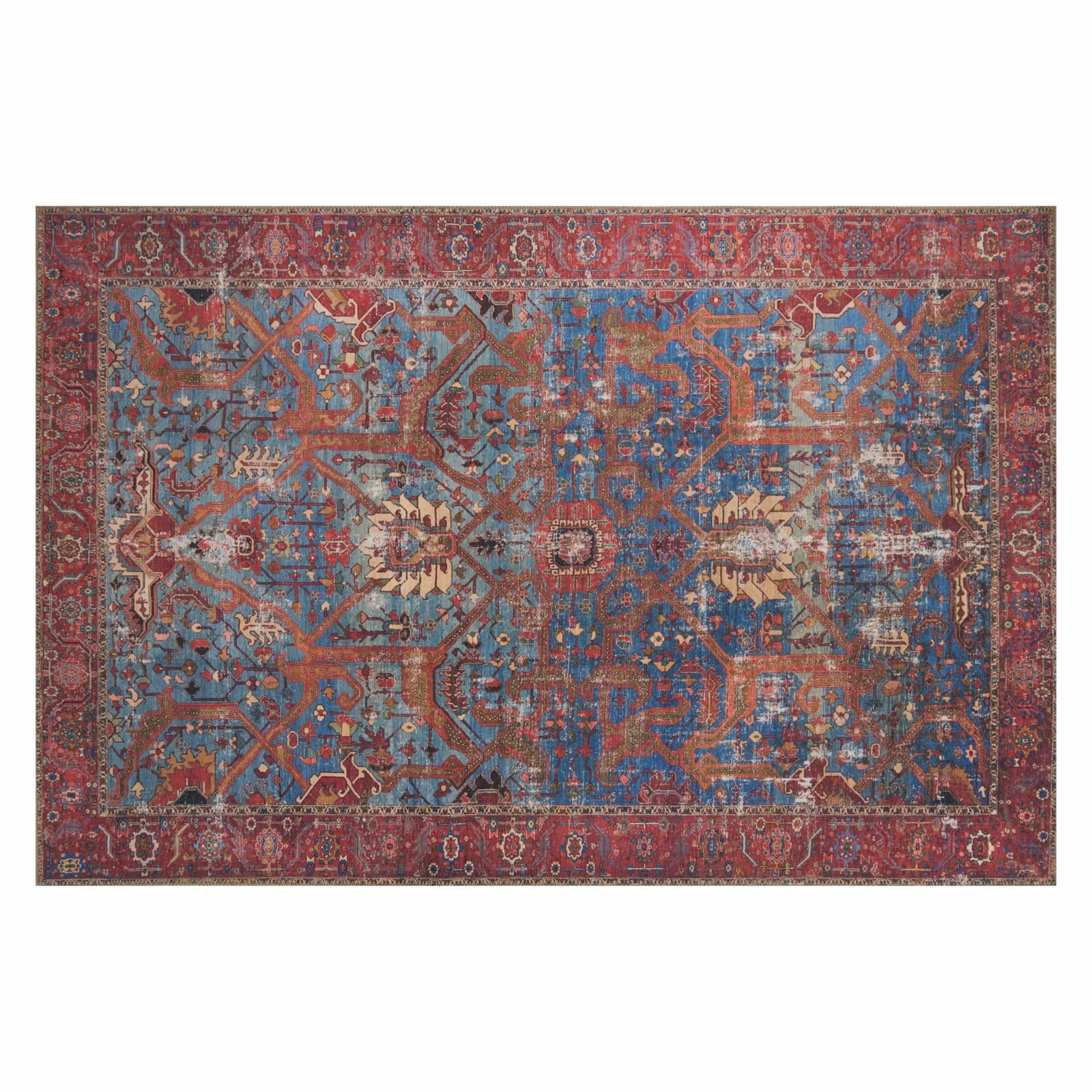 Loloi II Loren Collection LQ-10 Blue / Red Oriental Area Rug 2'-6" x 7'-6"