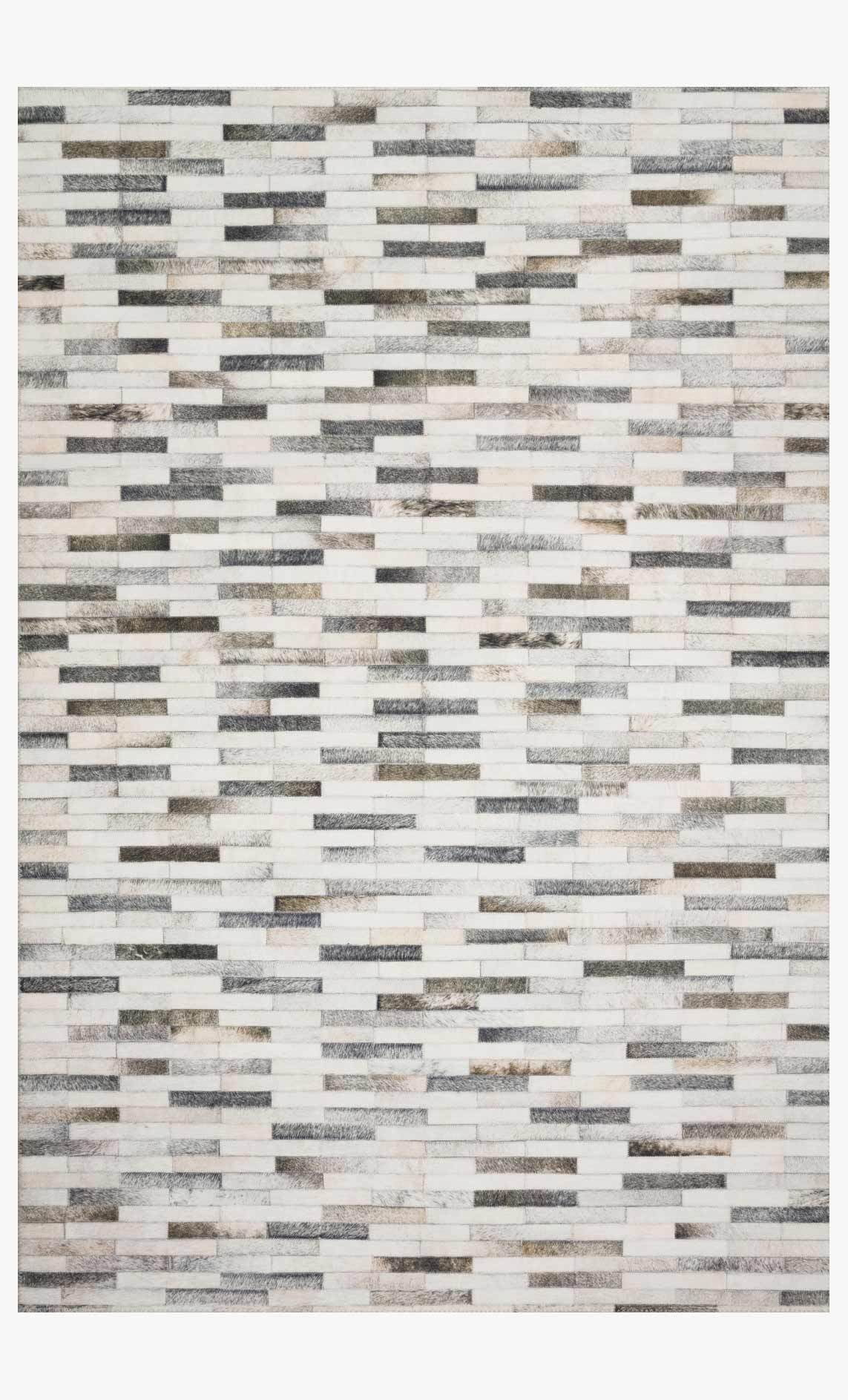 Loloi II Maddox Printed Cowhide Patchwork Ivory / Grey Area Rug