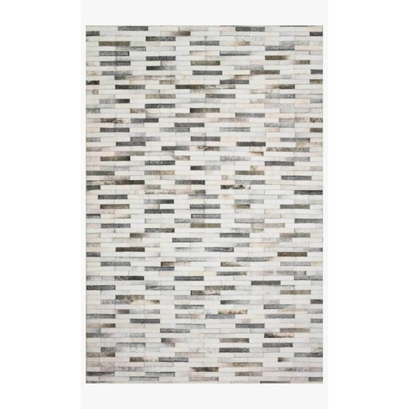 Loloi II Maddox Printed Cowhide Patchwork Ivory / Grey Area Rug