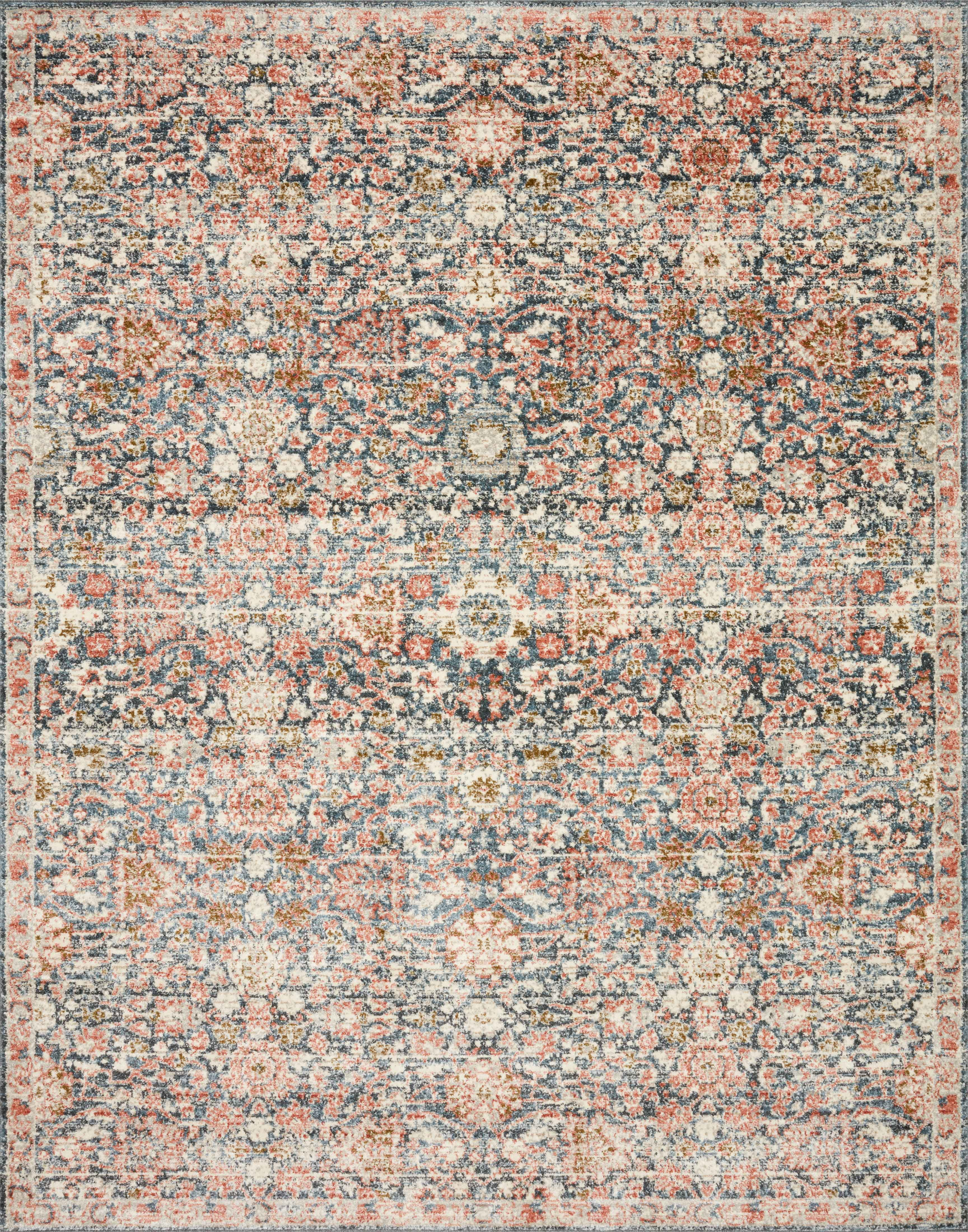 Loloi II Saban SAB-03 Oriental Navy / Rust Area Rug 5'-3" x 7'-6"