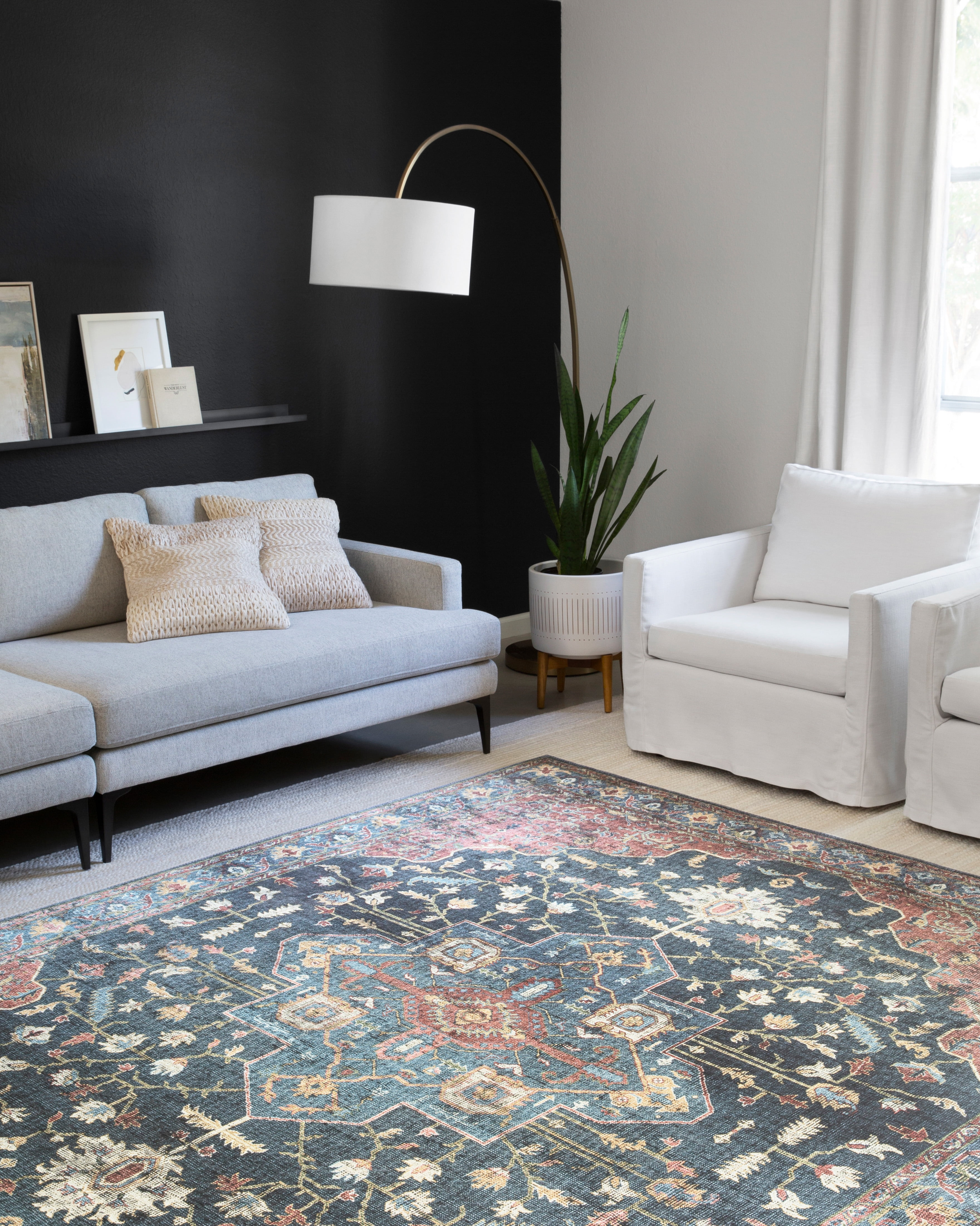 Loloi II Skye Oriental Denim / Brick Area Rug