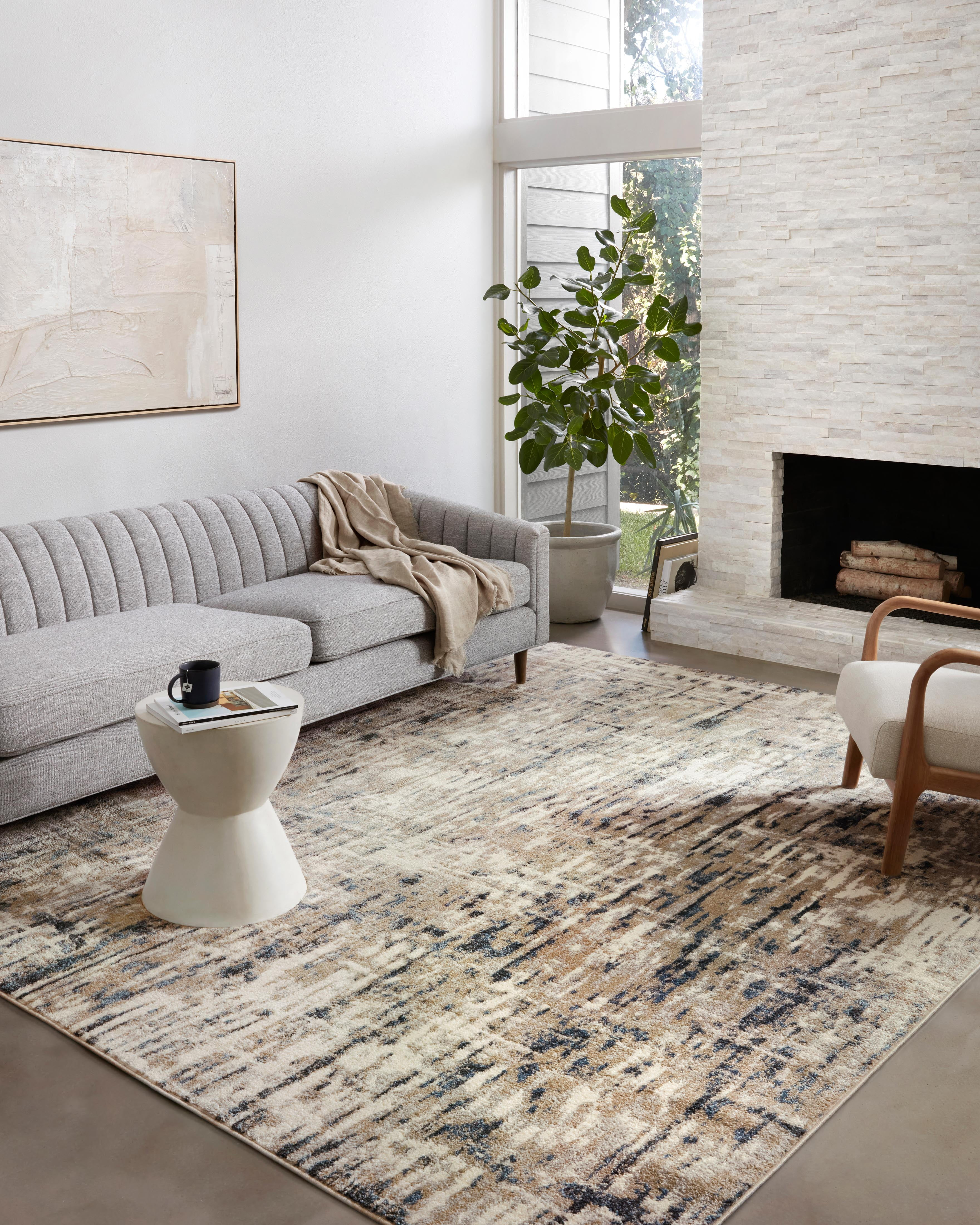 Loloi II Spirit SPI-02 Abstract Stone / Blue Area Rug 6'-7" x 9'-3"