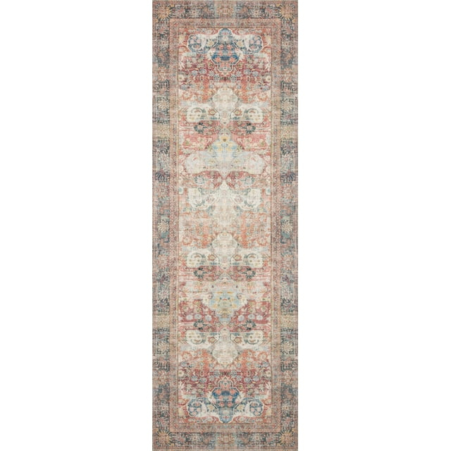 Loloi Rugs Loren 2'6" x 7'6" Printed Polyester Runner Rug in Brick