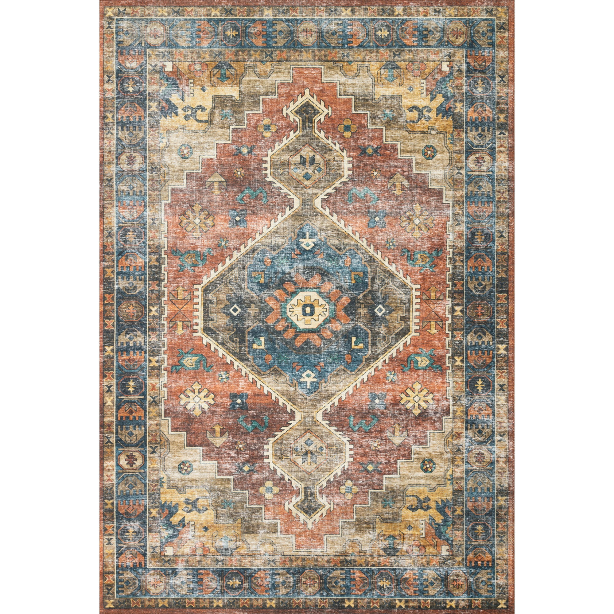 SKY-11 Rust, Blue 2-0" x 5-0" Size Rug