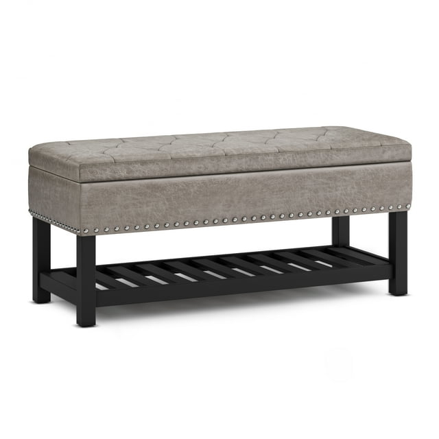 Simpli Home Lomond 44"W Tufted Ottoman Bench with Solid Wood Frame