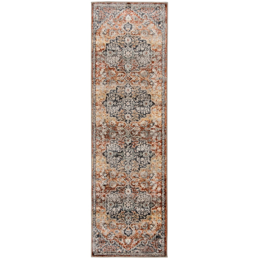 Loomaknoti Gamtinz 2'3" x 7'6" Blue Oriental Polypropylene Indoor Area Rug