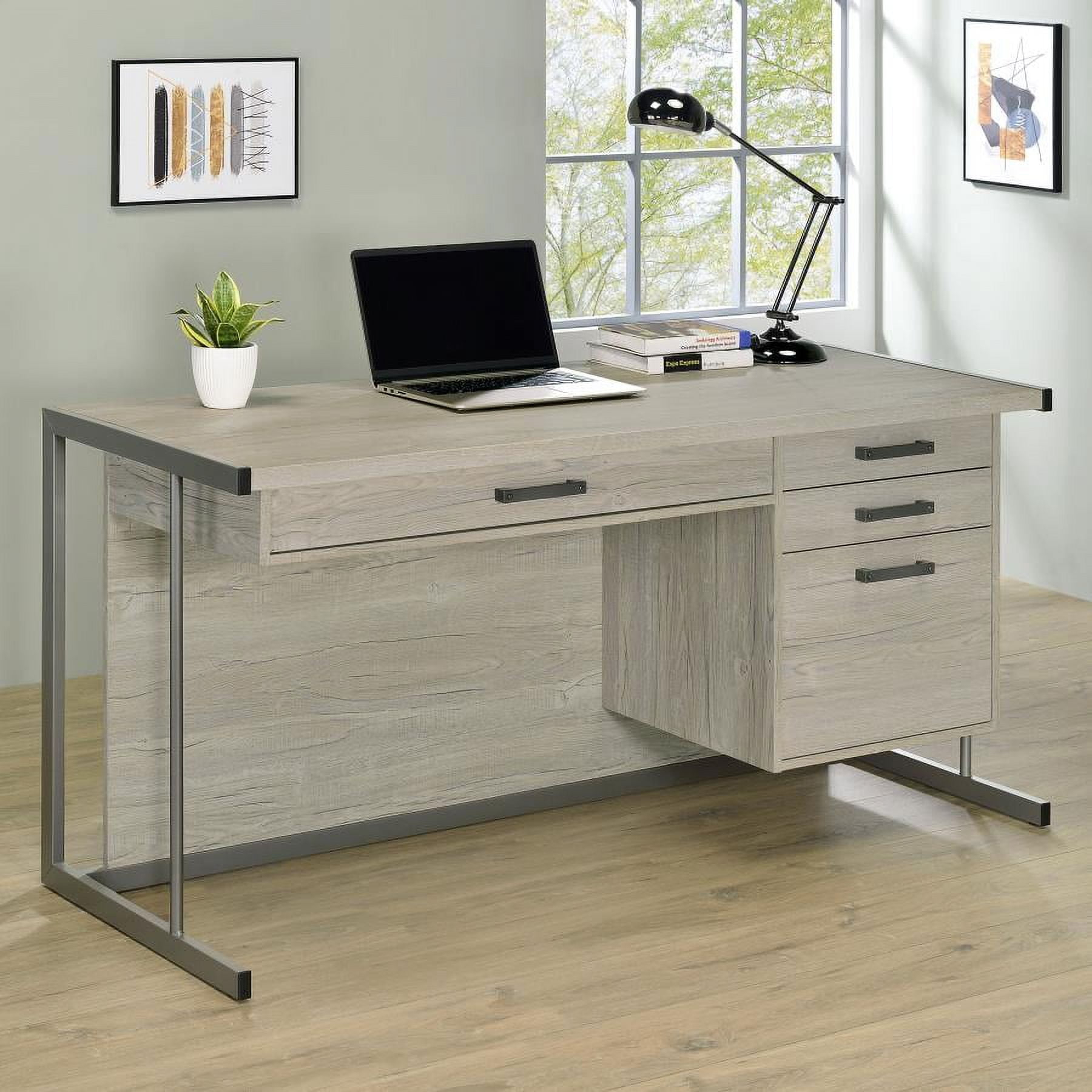 Coaster Loomis 4-drawer Modern Wood Office Desk in Whitewashed Gray