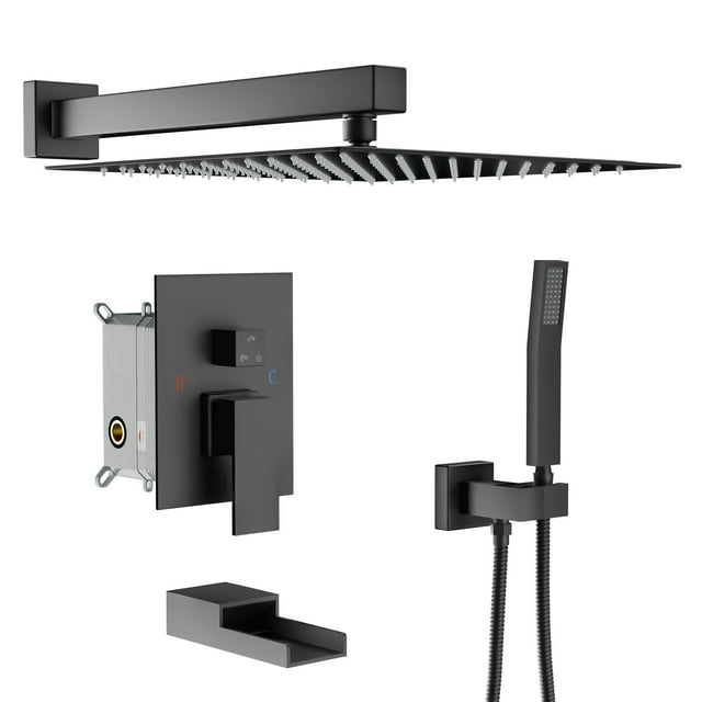 Lordear Bath Shower Faucet Set Tub Spout 10 inch Rain Shower Head with Handheld Shower System