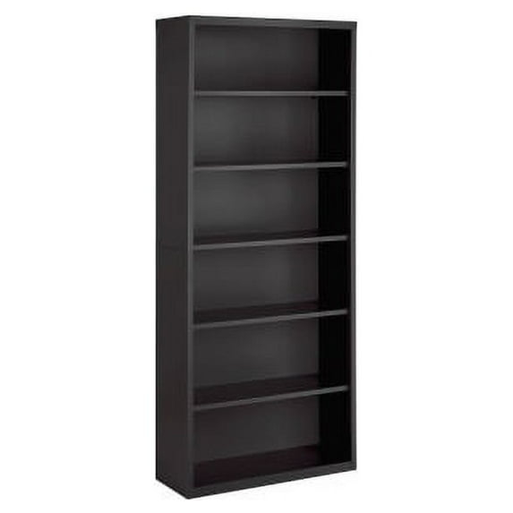 Lorell Fortress Series Charcoal Bookcase 34.5" x 13" x 82" - 6 Shelve(s) - Material: Steel - Finish: Charcoal, Powder Coated