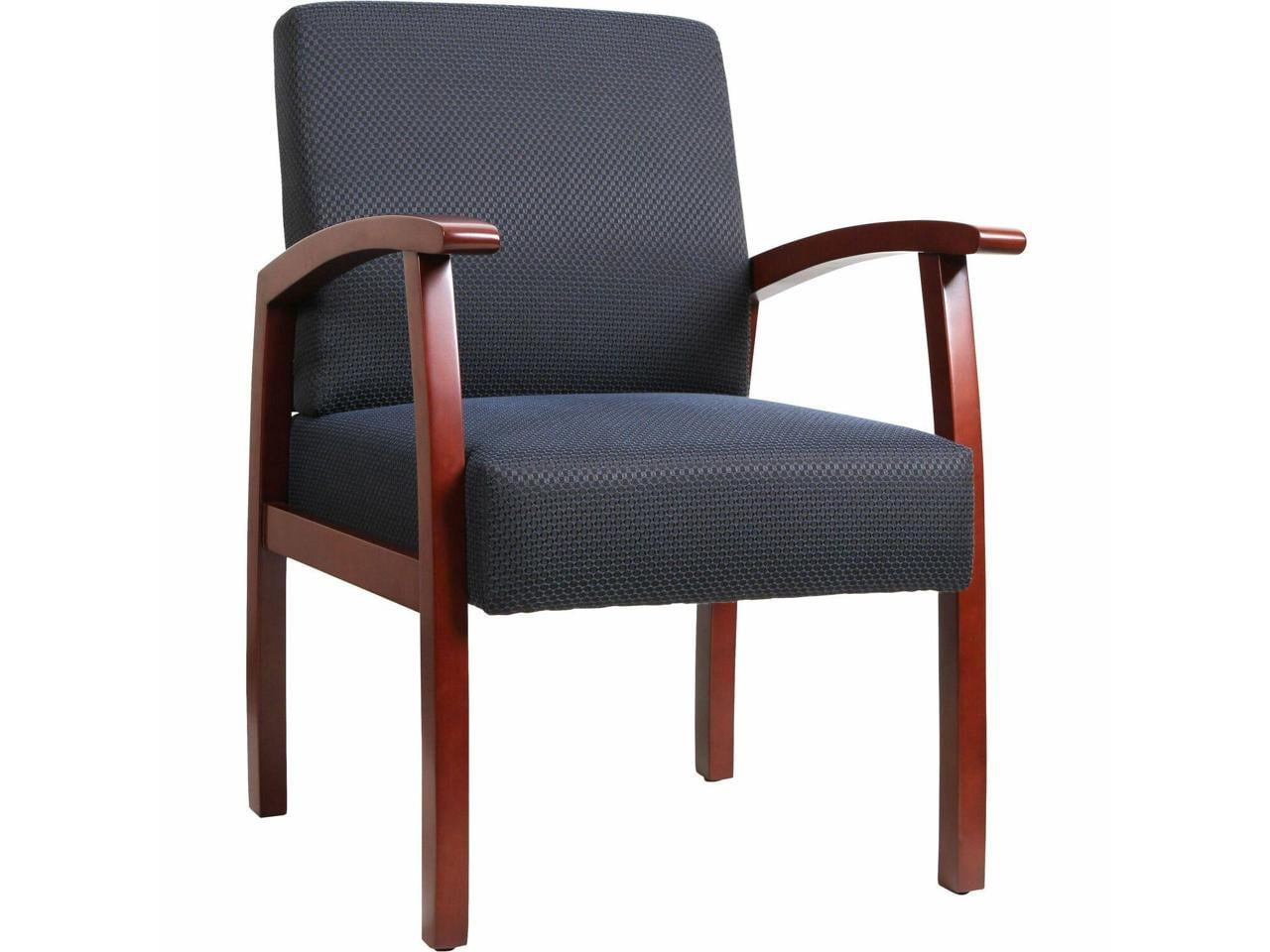 Lorell Guest Chairs 24"x25"x35-1/2" Midnight Blue/Cherry frame 68553