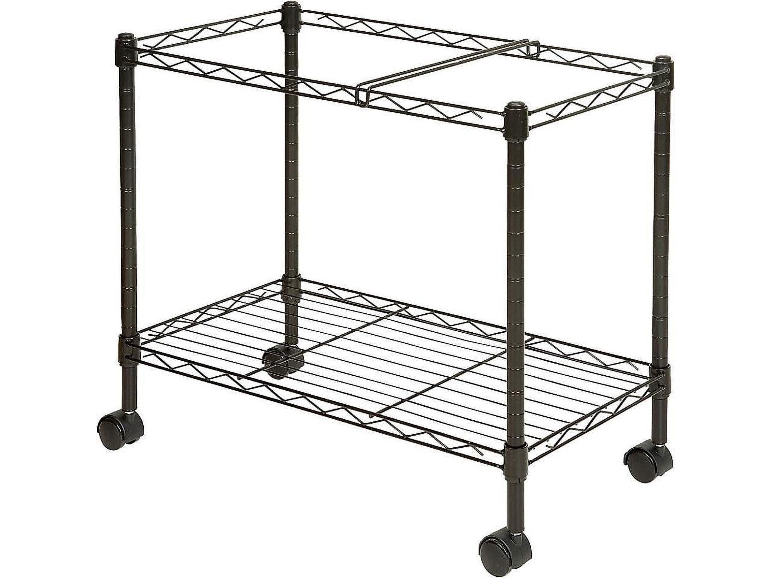 Black Steel Two-Tier Mobile File Cart with Casters
