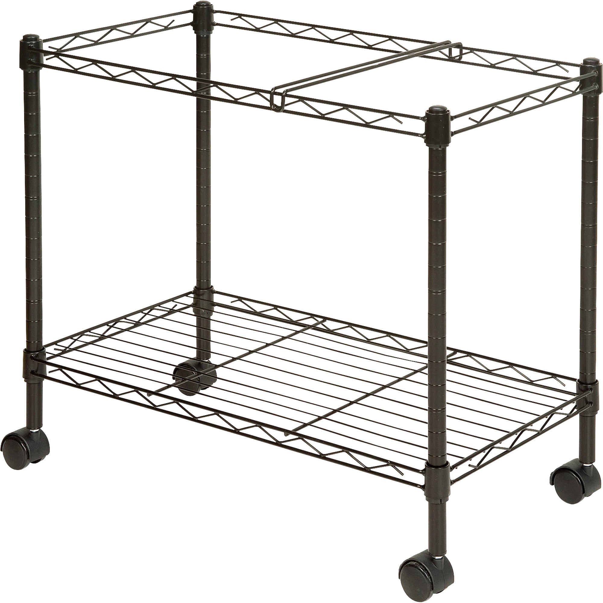 Black Steel Two-Tier Mobile File Cart with Casters