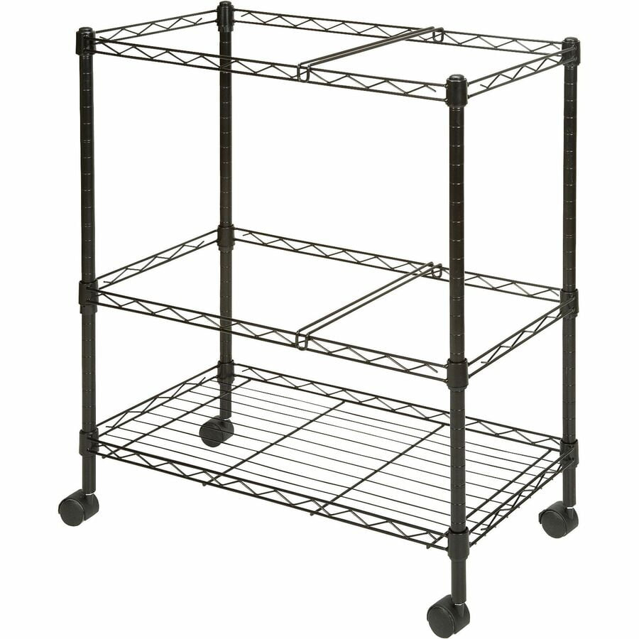 Black Steel Two-Tier Mobile File Cart with Casters