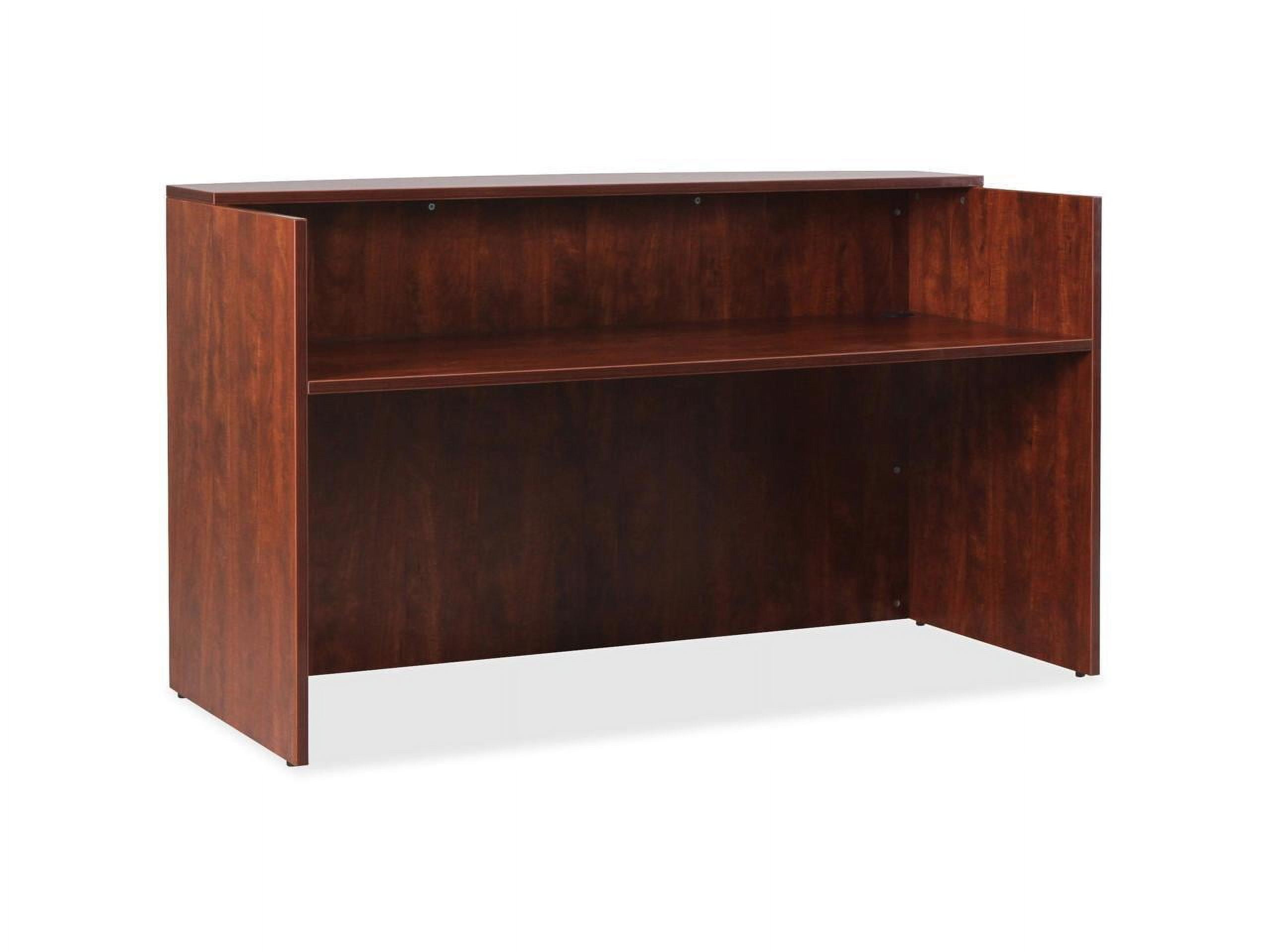 Lorell Essentials Series Cherry Reception Desk - 1" Top, 35.4" x 70.9"42.5" Desk - Finish: Cherry Laminate