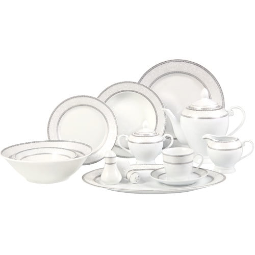 Lorren Home Trends 57 Piece Porcelain China Dinnerware Set - Service for 8