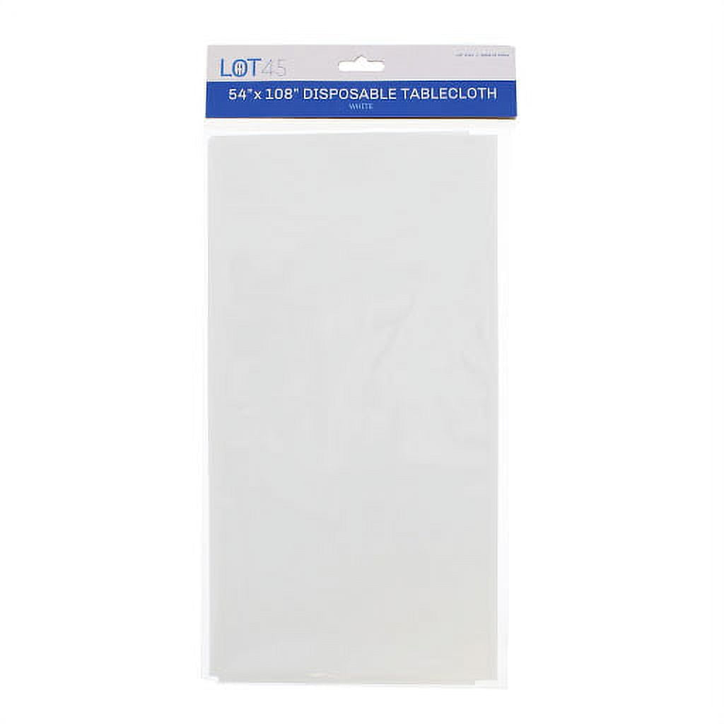 Lot45 White Plastic Tablecloths - 54 x 108 IN Disposable Table Covers, 12pk