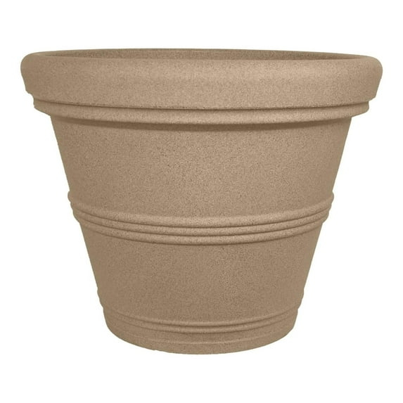 Tusco Products Rolled Rim Garden Pot, Sandstone,13.5"
