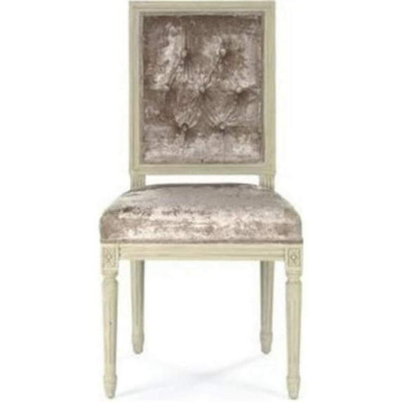 Tufted Louis Side Chair- Crushed Champagne Velvet - 20 x 40 x 18 in.