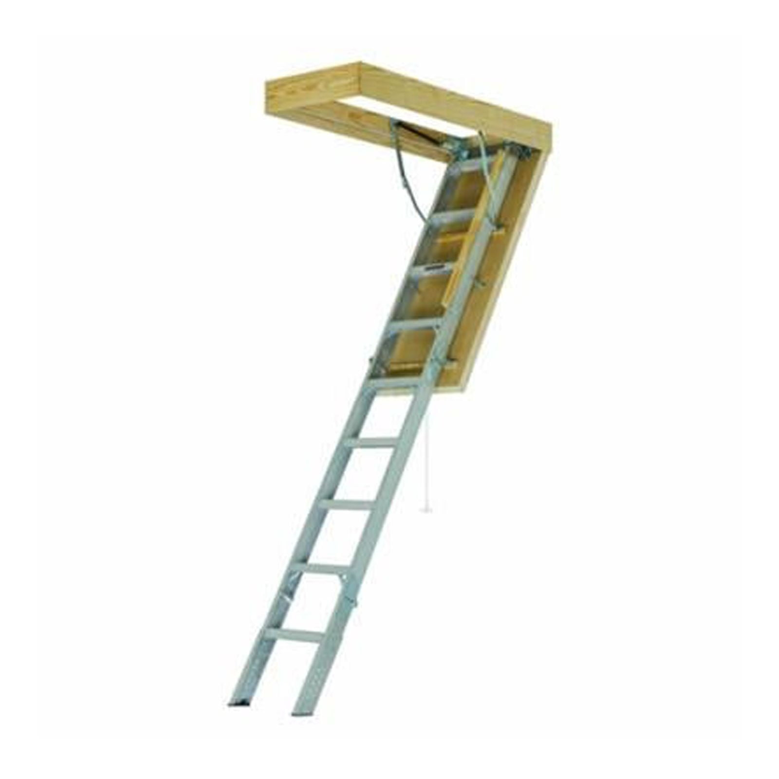 Louisville Ladder Aluminum Attic Ladder R10 Insulated Door 375 lbs Capacity 30 x 54 Inch Opening