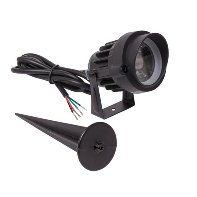 Low Voltage 10-Watt Black Integrated LED RGB Custom Color Landscape Light