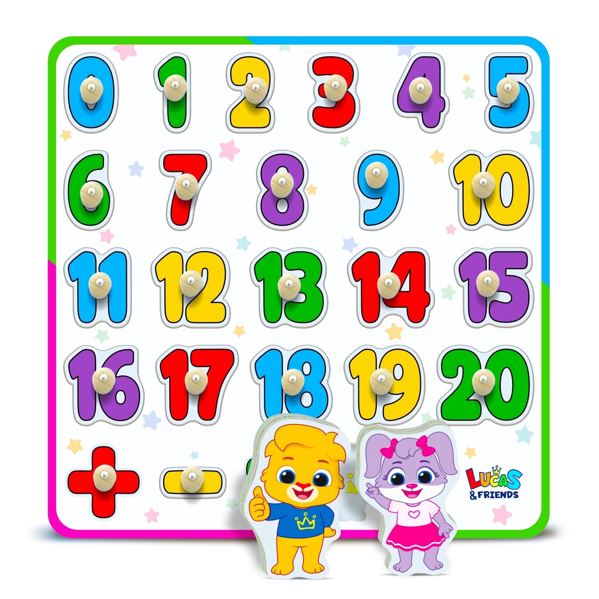 Lucas & Friends Wooden Numbers Puzzle for Toddlers, Learn Numbers & Counting Puzzle Board