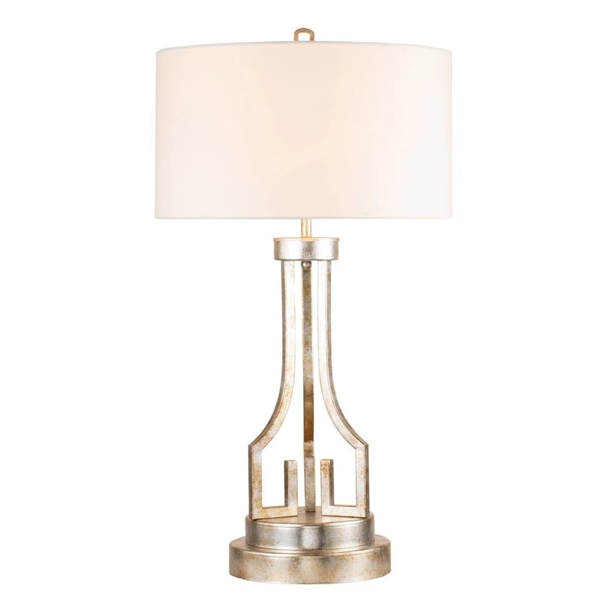 Lucas McKearn Lemuria Transitional Metal Buffet Lamp in Silver Leaf and White