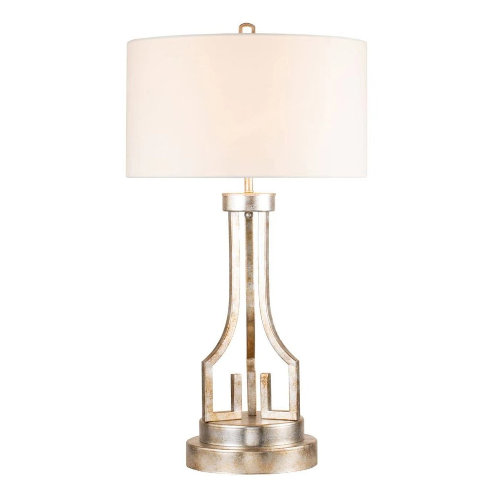 Lucas McKearn Lemuria Transitional Metal Buffet Lamp in Silver Leaf and White