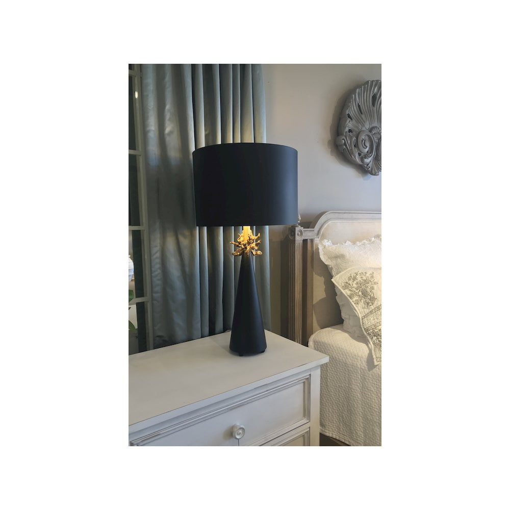 Lucas McKearn Neo Contemporary Metal Table Lamp with Gold Accents in Black