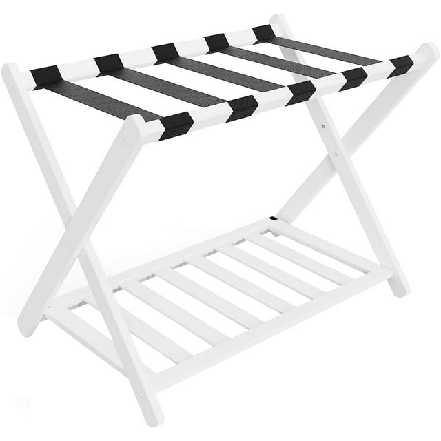 Casual Home  Luggage Rack with Shelf - White