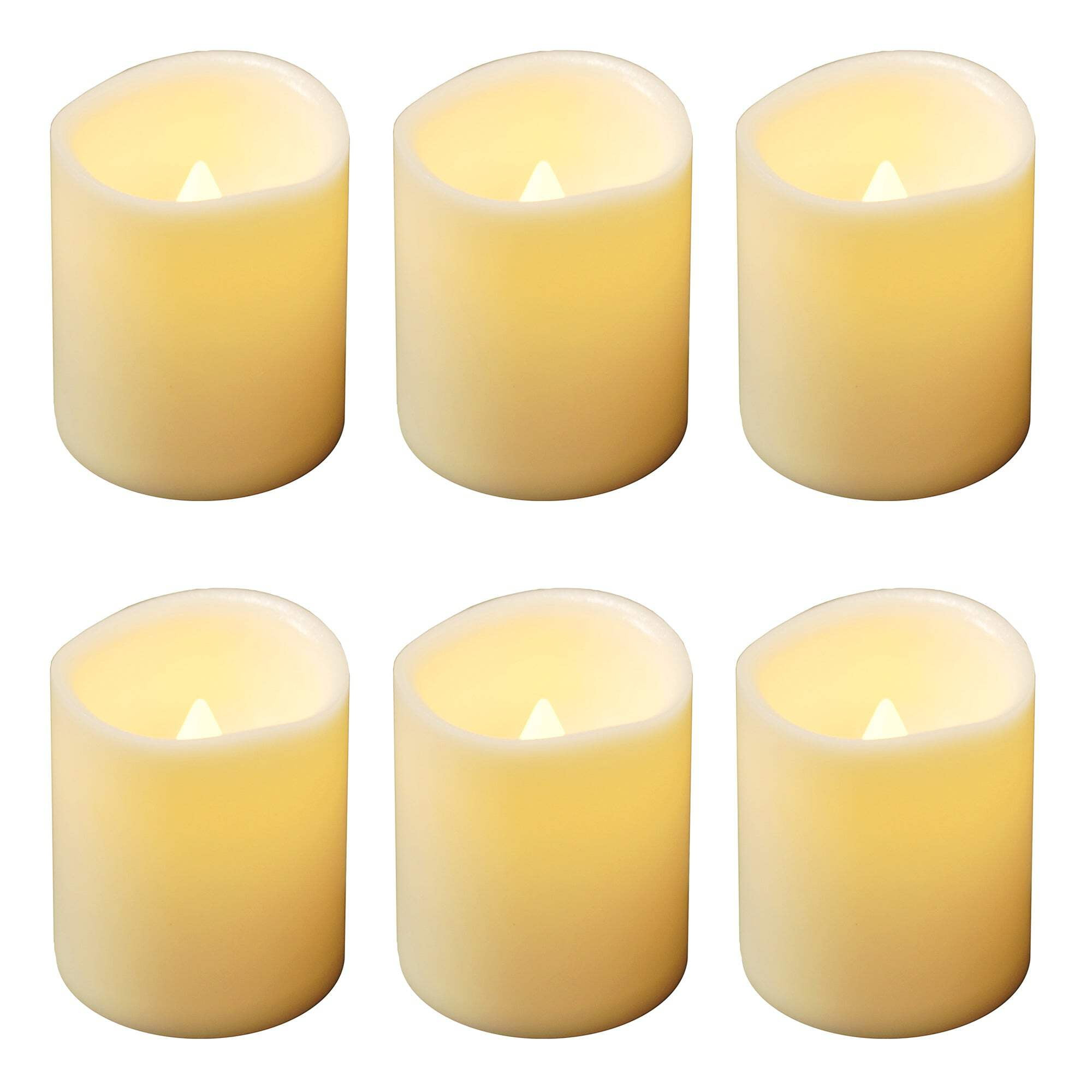 LumaBase Battery Operated LED Mini Pillar Candles - Set of 6