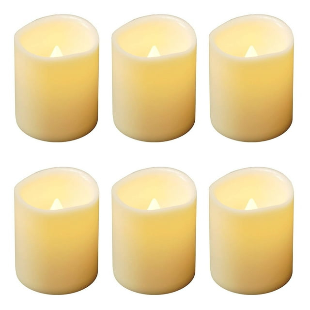 LumaBase Battery Operated LED Mini Pillar Candles - Set of 6