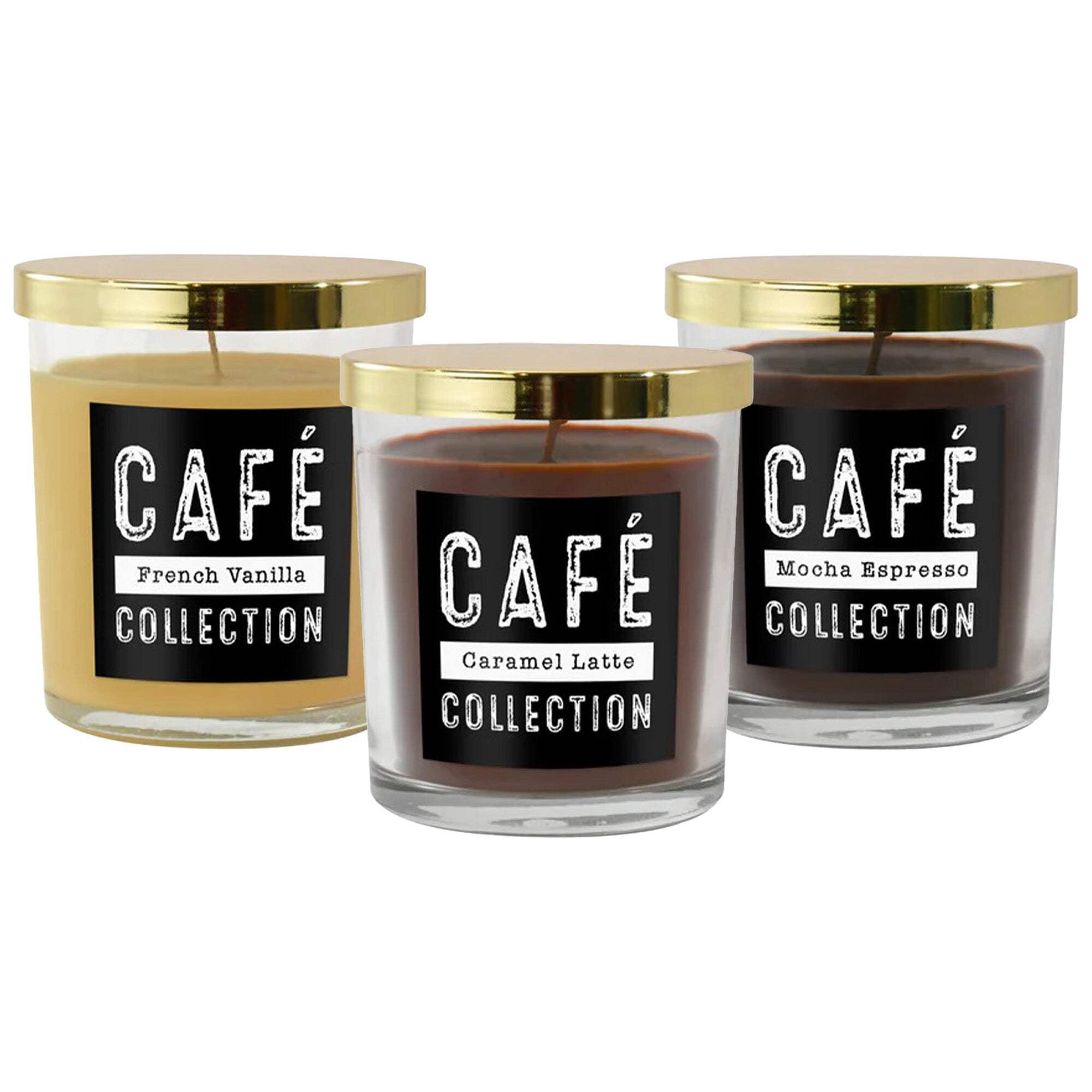 LumaBase Scented Coffee Collection Wax Candles - Set of 3 | Aromatic Home Fragrance