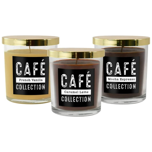 LumaBase Scented Coffee Collection Wax Candles - Set of 3 | Aromatic Home Fragrance