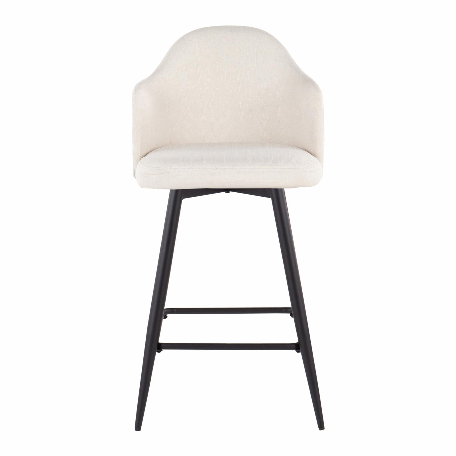 LumiSource Black Metal, Cream Fabric Ahoy 26" Counter Stool - Set of 2