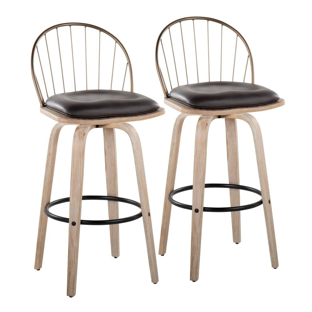 LumiSource Brown Riley 30" Fixed-Height Barstool - Set of 2