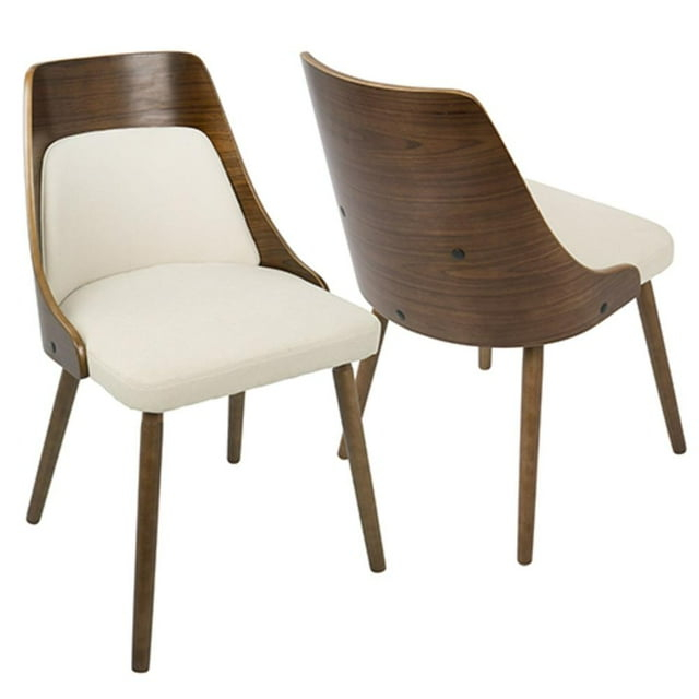 Belen Kox Anabelle Mid-Century Modern Dining/Accent Chair in Walnut and Cream Fabric