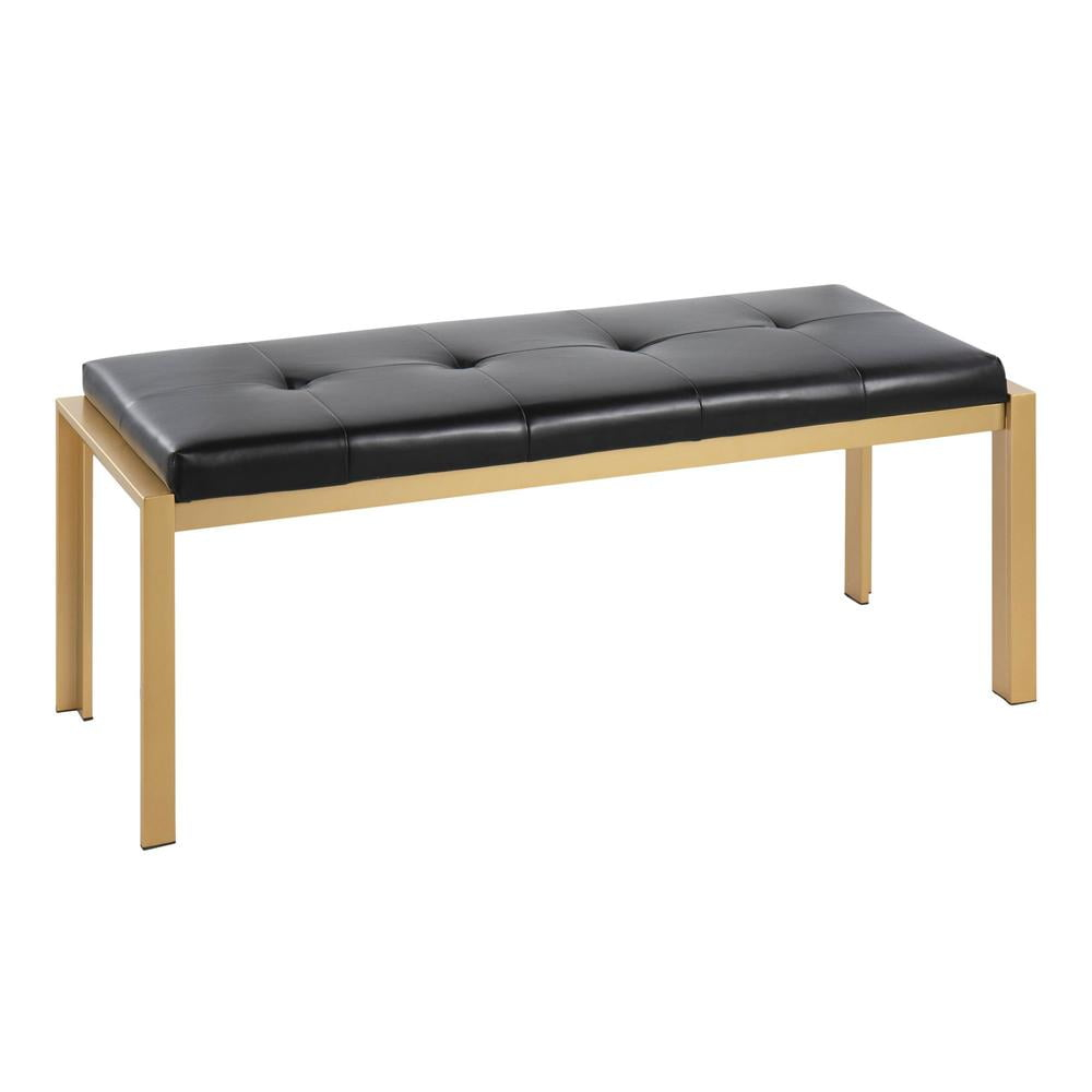 LumiSource Gold Metal, Black PU Fuji Bench