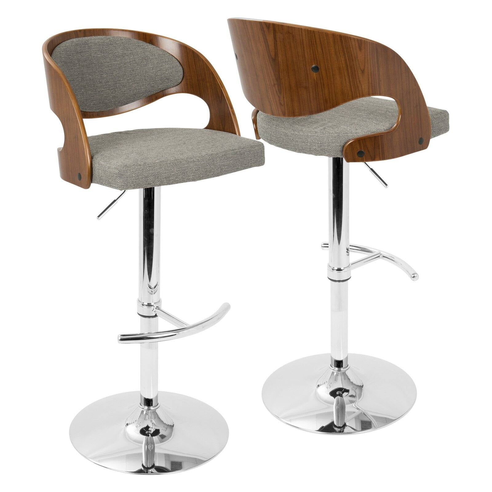 LumiSource Walnut, Grey Pino Barstool