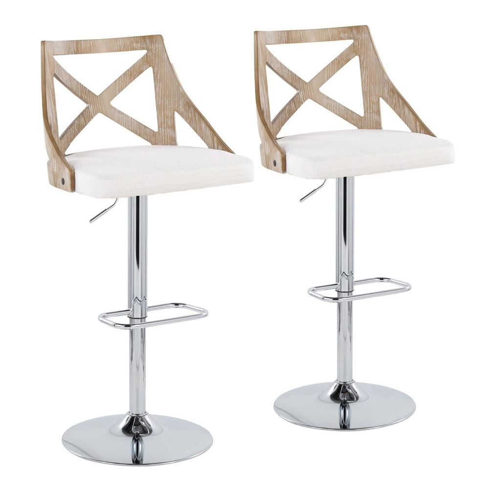 LumiSource Silver Charlotte Adjustable Height Barstool - Set of 2